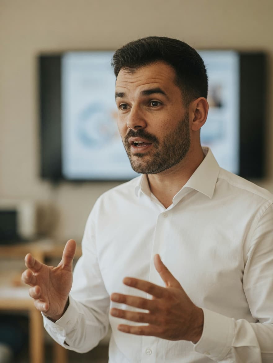 Thomas Malacchina pendant une conférence